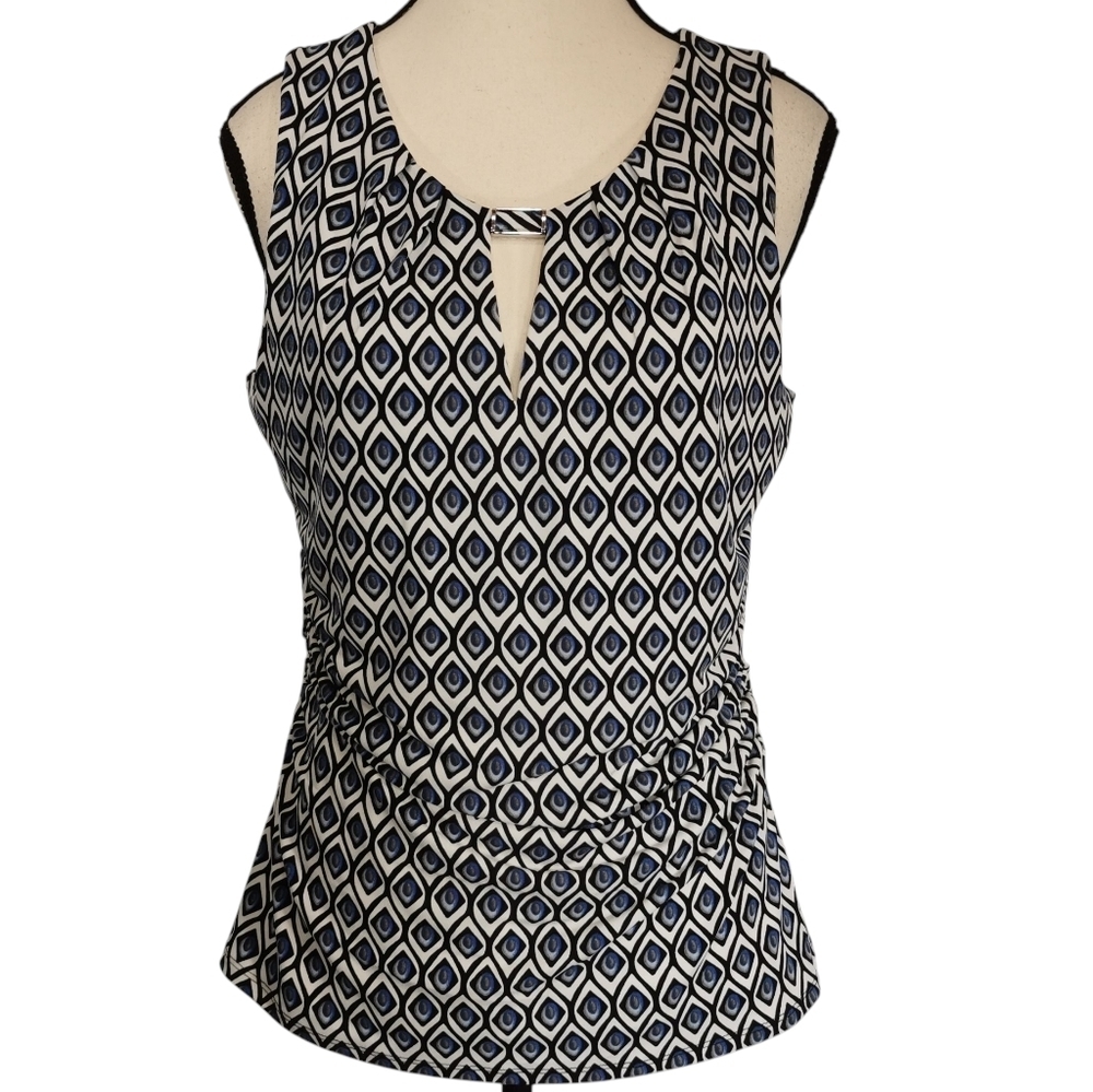 White House Black Market Ruched Silky Lined Tank Blouse - Sz M
